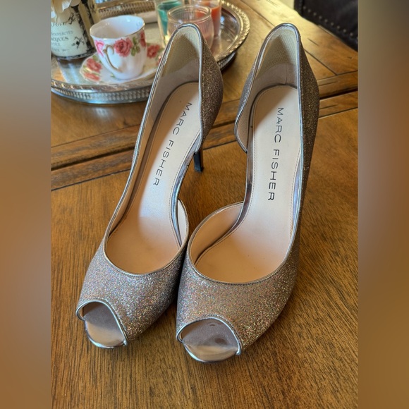 Marc Fisher Shoes - Marc Fisher Glitter Peep-Toe High Heel Pumps Women’s 8M